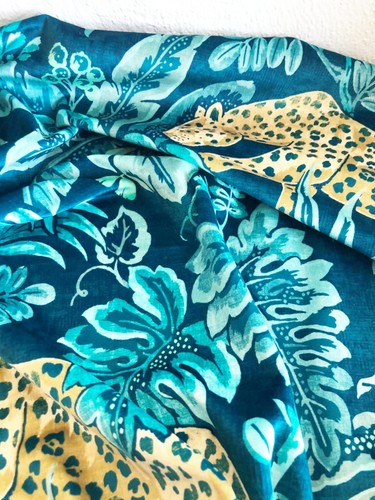 Teal blue floral leopard - teal, print