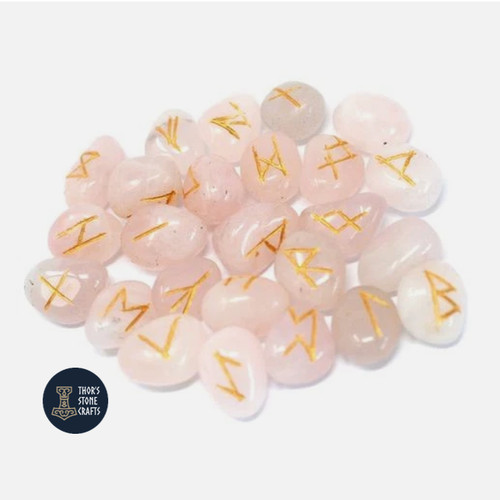 Rose quartz rune stones - quartz, set