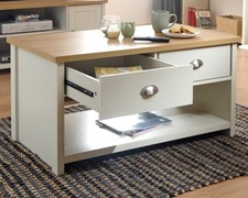 CREAM LANCASTER 2 DRAWER COFFEE TABLE-ASSEMBLY OPTION- LOCAL DELIVERY ONLY