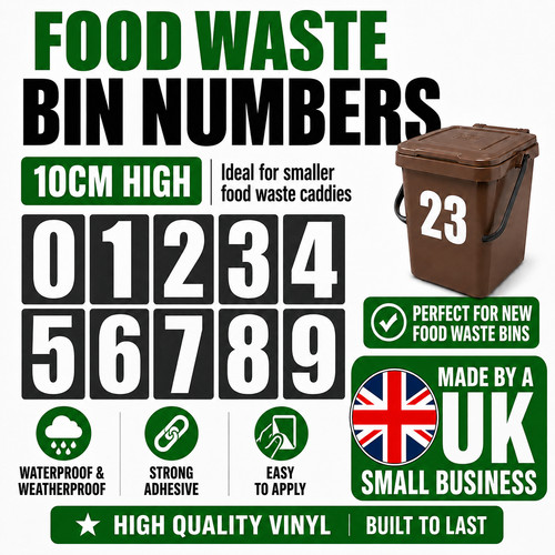 Large food waste bin - bin, numbers