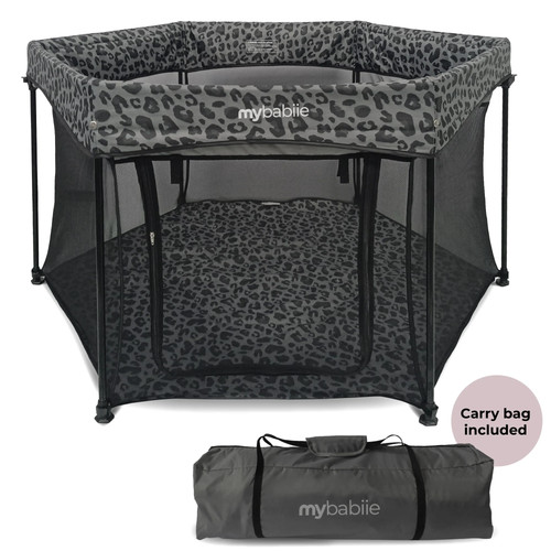 Baby playpen grey - -, leopard