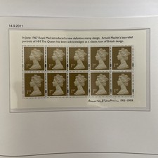 GB SG MS3222 MNH MINT 2011 1st Gold NVI Machin Definitive Stamp Birth Centenary 