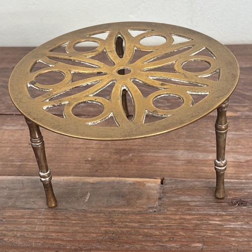 Vintage solid brass trivet - brass,