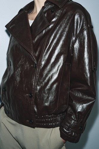 Zara brown shiny faux - brown,