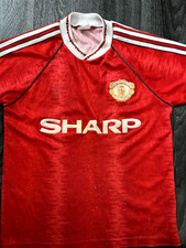 Original Authentic Adidas Manchester United 1990/1991 Home Shirt Mens Small