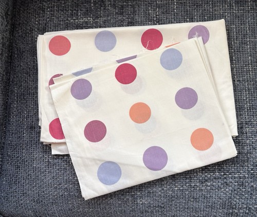 Cream spotty curtain - curtain, fabric