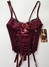 Shirley of Hollywood Burgundy Satin Bustier 34 36 38 Designer Basques Corsets