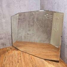 Large Art Deco Bevelled Edge Etched Border Design Wall Mirror 61cm x 45cm