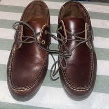 Men’s Boat Shoes Brown Leather Jim Boomba Lace Up size 9 excellent 