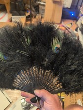 Vintage Black Feather Hand Fan