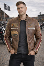 Sports brown leather jacket - rk,