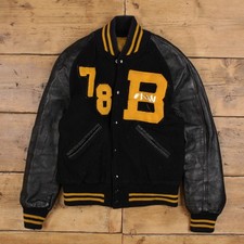 Vintage Varsity Jacket M 70s Letterman Wool Black