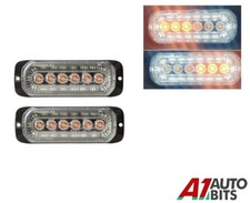 2X Dual Function LED Amber Strobe Warning Light + Halo White Front Marker Light
