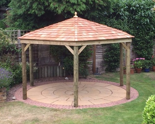 Hexagonal wooden gazebo - hexagonal, /
