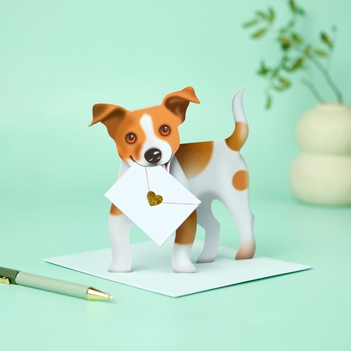 Jack russell dog card - 3d,