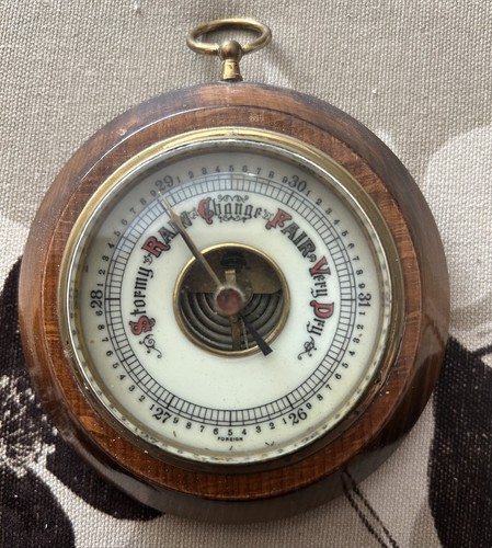 Antique wood brass - wood/brass, aneroid