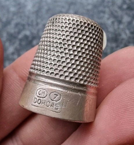 Antique silver thimble steel - silver,