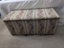 Vintage Ottoman Storage Blanket Box Original Condition Embroidered Floral