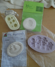 Joblot 4 x silicone moulds - Karen Davies Sugarcraft etc - Claddagh snowman etc