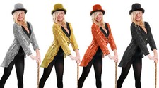 SEQUIN TAILCOAT COSTUME TOP HAT DANCE TROUPE SCHOOL UNISEX GLITTER FANCY DRESS