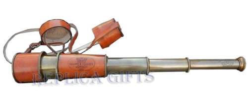 Brass leather telescope - ,
