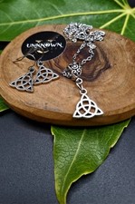 Irish Celtic Knot Pendant & Earrings Set 18" Stainless Steel Chain Gift Wrapped 
