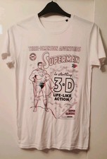 New DC Superman 3D Effect Mens White T-Shirt Size S