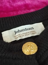 JOHNSTONS lambswool, Scotland, buttons, cardigan, black size Large