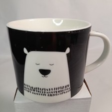 NEXT Polar Bear Coffee Mug Tea Cup Black and White large Morning Tea Coffee