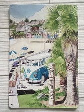 VW Bus Parking At Beach Metal