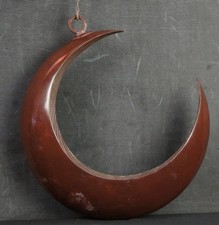 Japanese bronze Ikebana hanging moon vase Japan garden 1980 floral craft