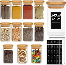 12 Pcs Glass Spice Jars