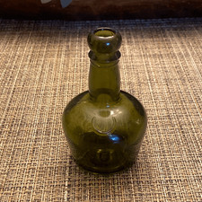 Antique Black” Dark Olive Green Glass Mallet Bottle with Pontil Mark & Seam