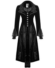 Punk Rave Womens Gothic Frock Coat Jacket Black Velvet Lace Steampunk Victorian