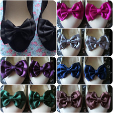 PAIR SATIN BOW SHOE CLIPS