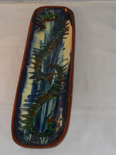 Studio pottery Garlic Bread? Or Other Serving Dish Painted Abstract Design 39cms