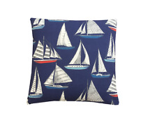 Whitby Boats Yacht Seaside Denim blue Decorative nautical Scatter cushion cover