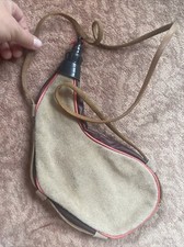 Suede & Leather Wine Or Water  Bag Pouch Festival Drinks Vintage Canteen