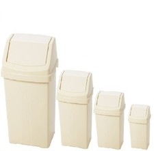 PLASTIC CREAM SWING TOP BIN RUBBISH WASTE DUST BINS HOME OFFICE KITCHEN 4 SIZES