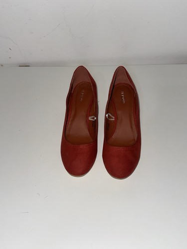 Orange suede block heel shoes - orange,