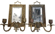 Beautiful Antique Victorian Gilt Brass Bevelled Mirrored Wall Scounces 