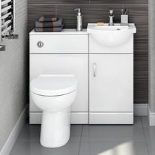 Vanity Basin Unit Back to Wall Toilet Furniture 900mm White Gloss Bathroom Set