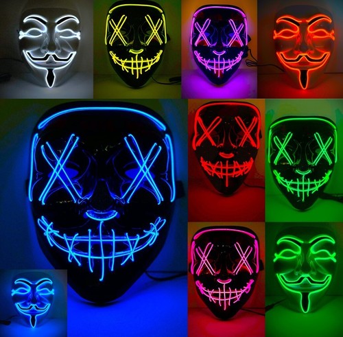 Led neon stitches mask - led,