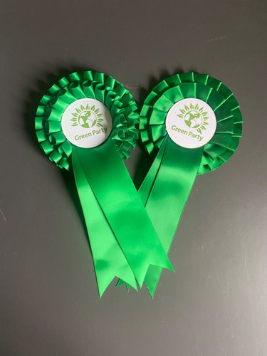 Election rosettes green - rosettes, party