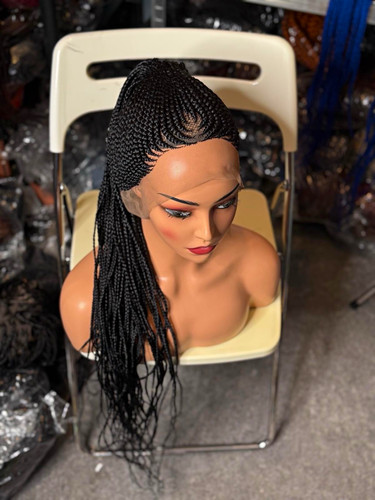 Long black synthetic braided - synthetic,