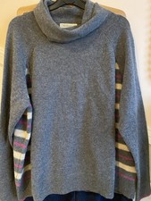 Merino Wool Blend Jumper Size 12 14 Grey Bnwot Boxy Chunky Neck Purple