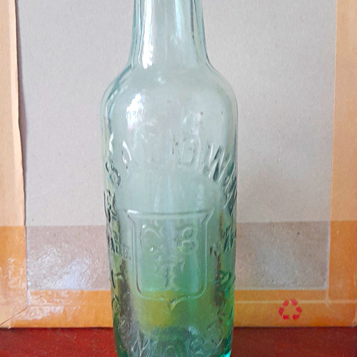 Vintage embossed green glass - embossed,