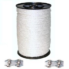 6MM WHITE ELECTRIC POLY ROPE - 400m Roll Fence Fencing Horse Paddock 6 x 0.20mm