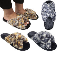 LADIES SLIPPERS WOMENS FLUFFY