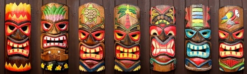 Tiki bar mask 30cm - 30cm, wooden